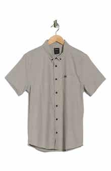 RVCA That'll Do Slim Fit Solid Short Sleeve Button-Down Shirt