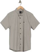 RVCA That'll Do Slim Fit Solid Short Sleeve Button-Down Shirt