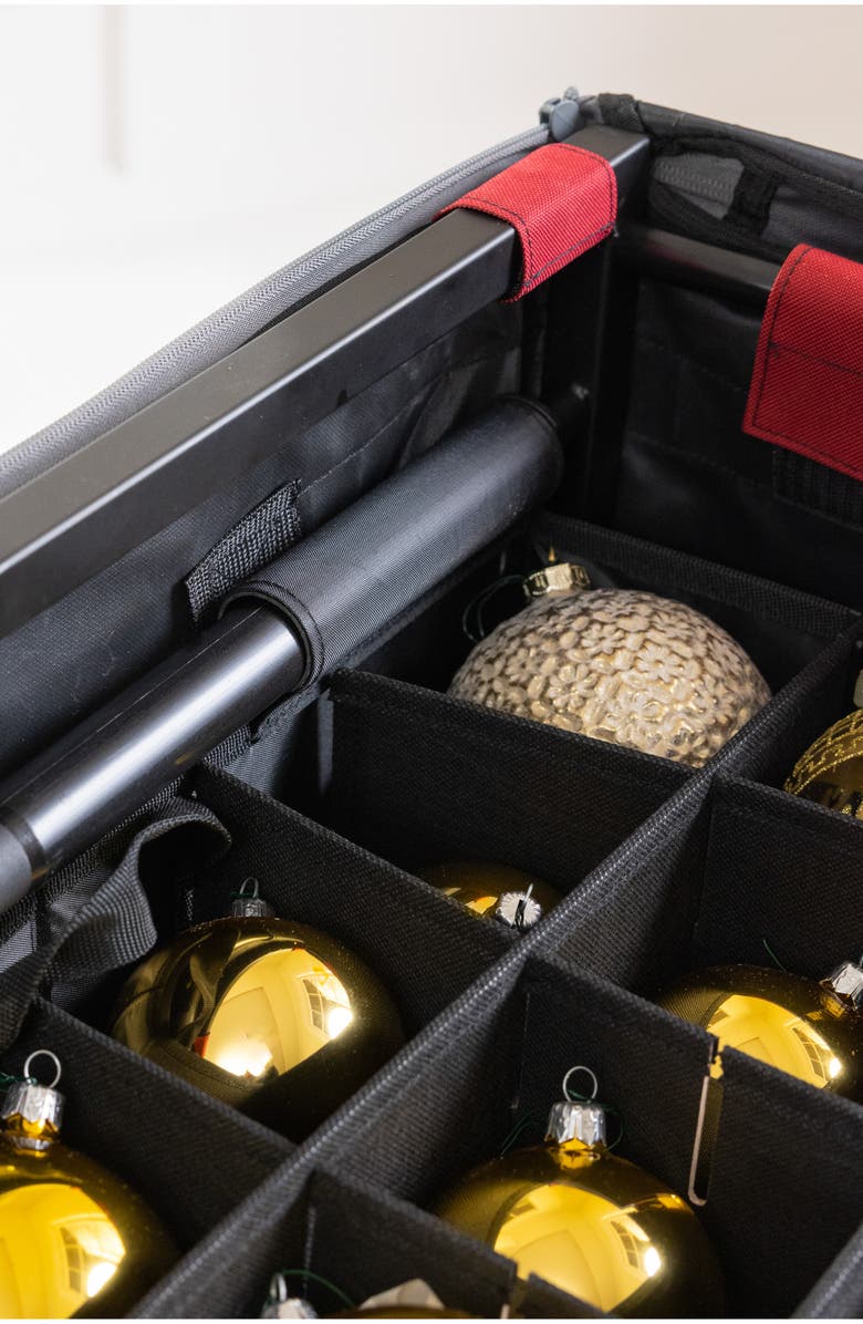 Balsam Hill 150-Piece Deluxe Rolling Ornament Chest, Alternate, color, Red