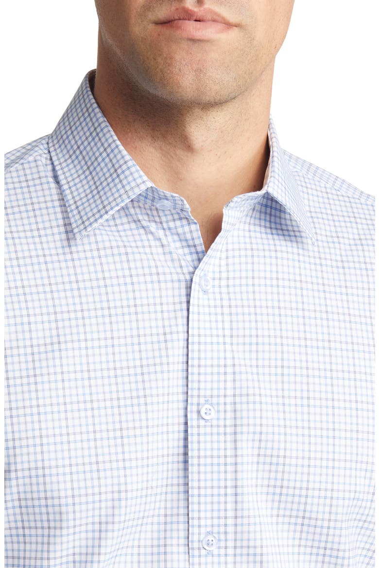 Trim Fit Plaid Dress Shirt, Alternate, color, BLUE