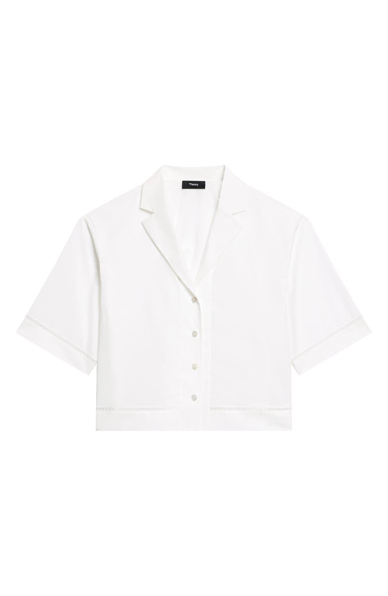 Theory Boxy Woven Crop Shirt, Alternate, color, White