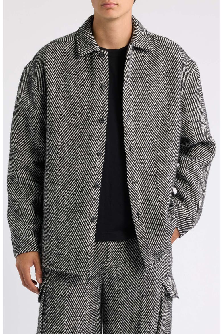 Herringbone Over Shirt, Main, color, BLACK