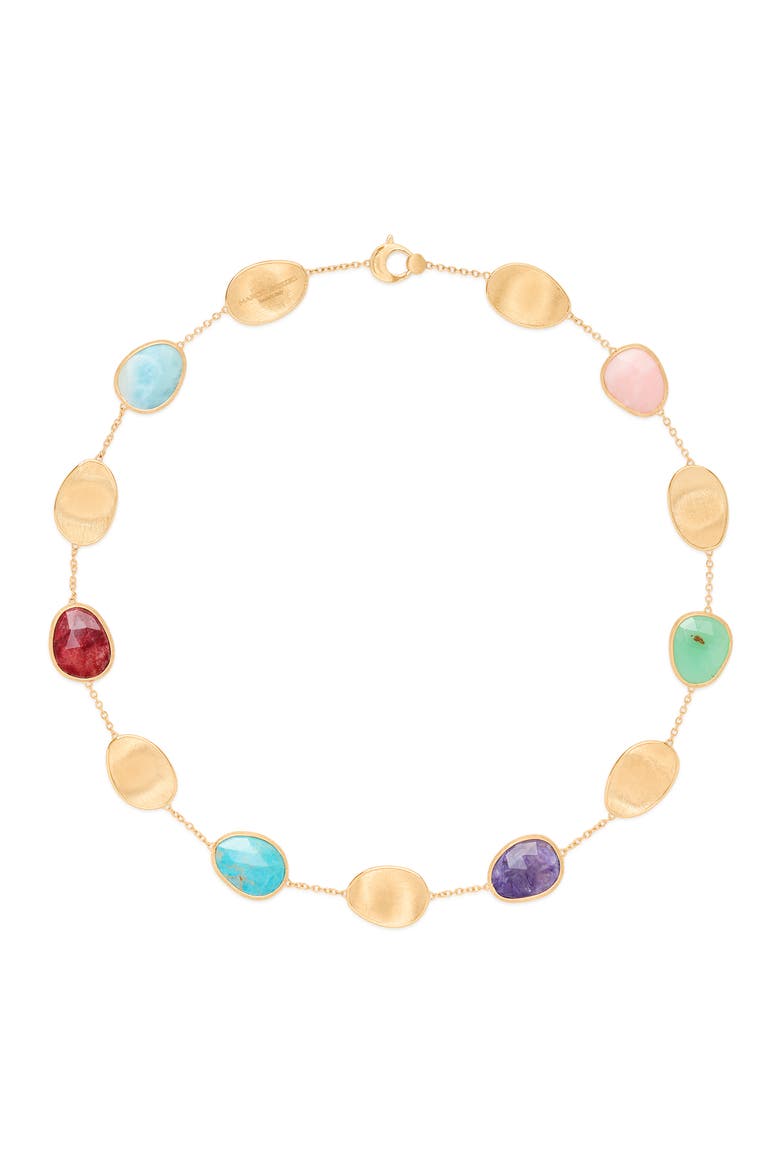 Lunaria Turquoise Station Collar Necklace, Main, color, GOLD/ MIX