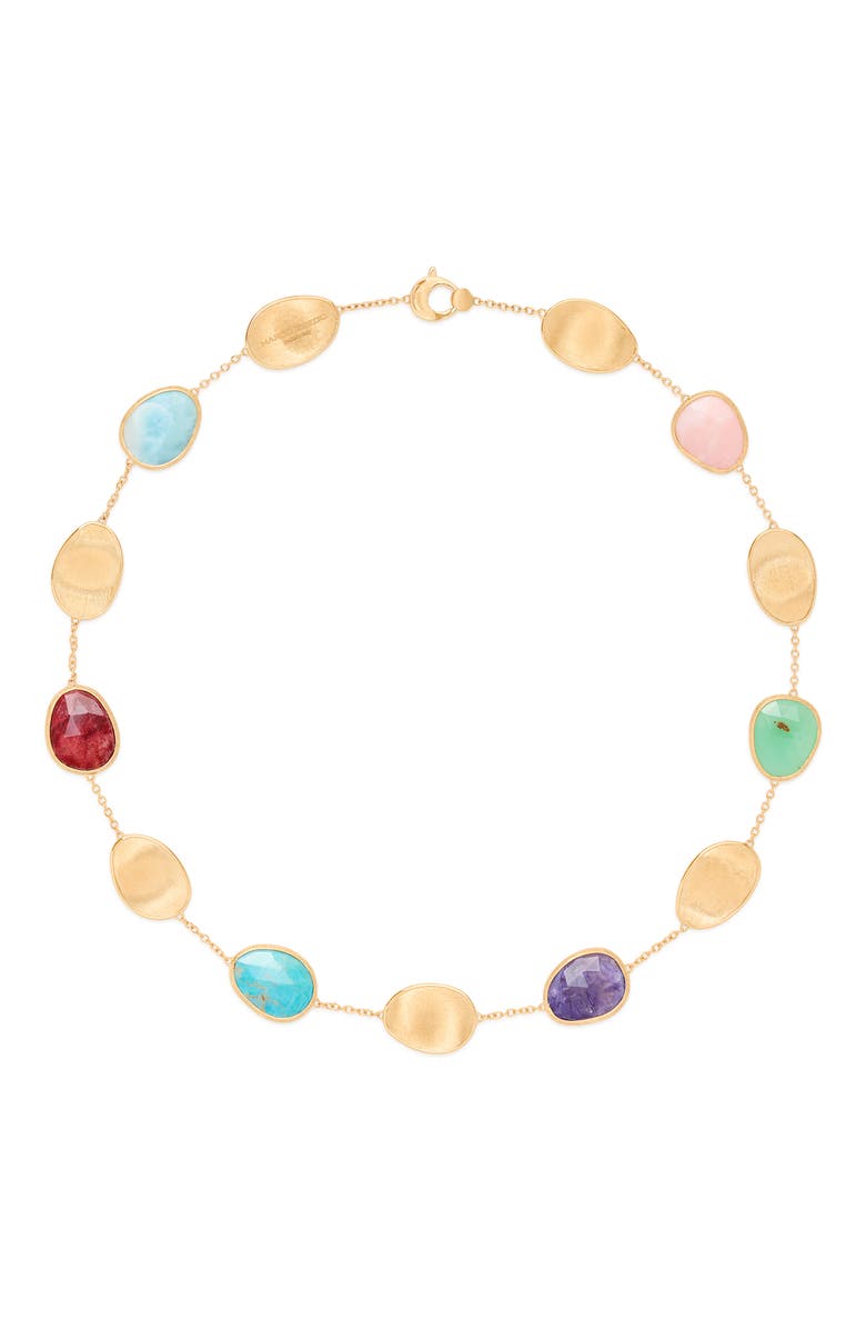 Marco Bicego Lunaria Turquoise Station Collar Necklace, Main, color, 