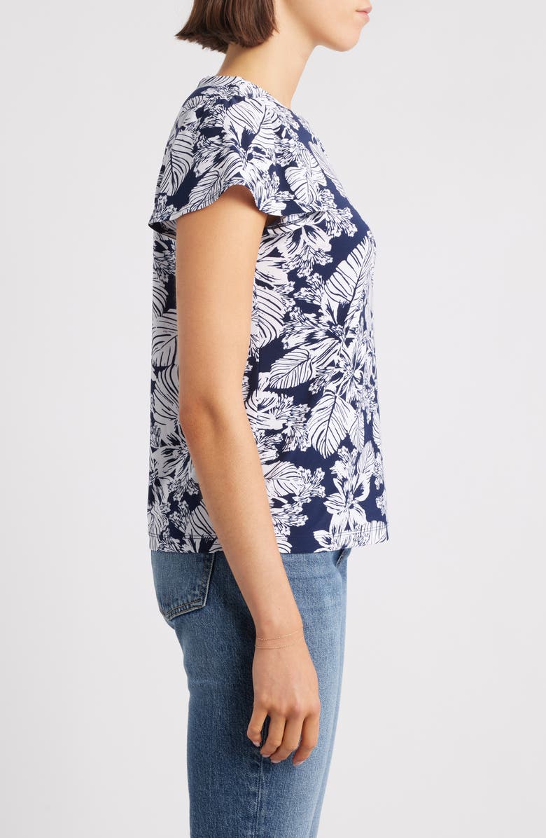 Jones New York Front Print Flutter Sleeve Top, Alternate, color, 