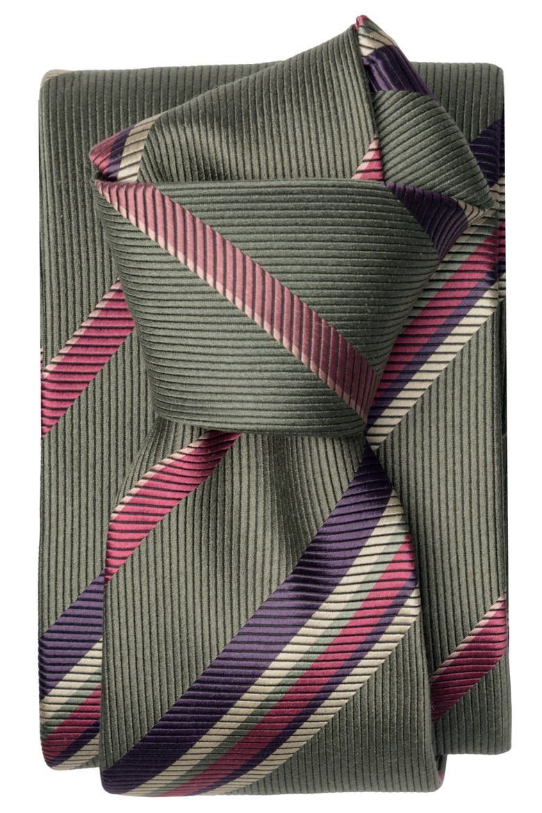 Lugano - Silk Jacquard Tie for Men, Main, color, Sage Green