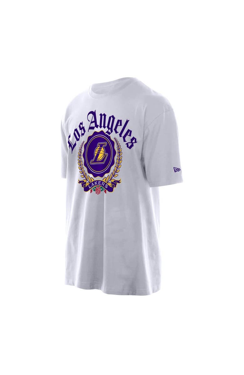 New Era Men's New Era White Los Angeles Lakers Throwback Prep Oversized T-Shirt, Alternate, color, White