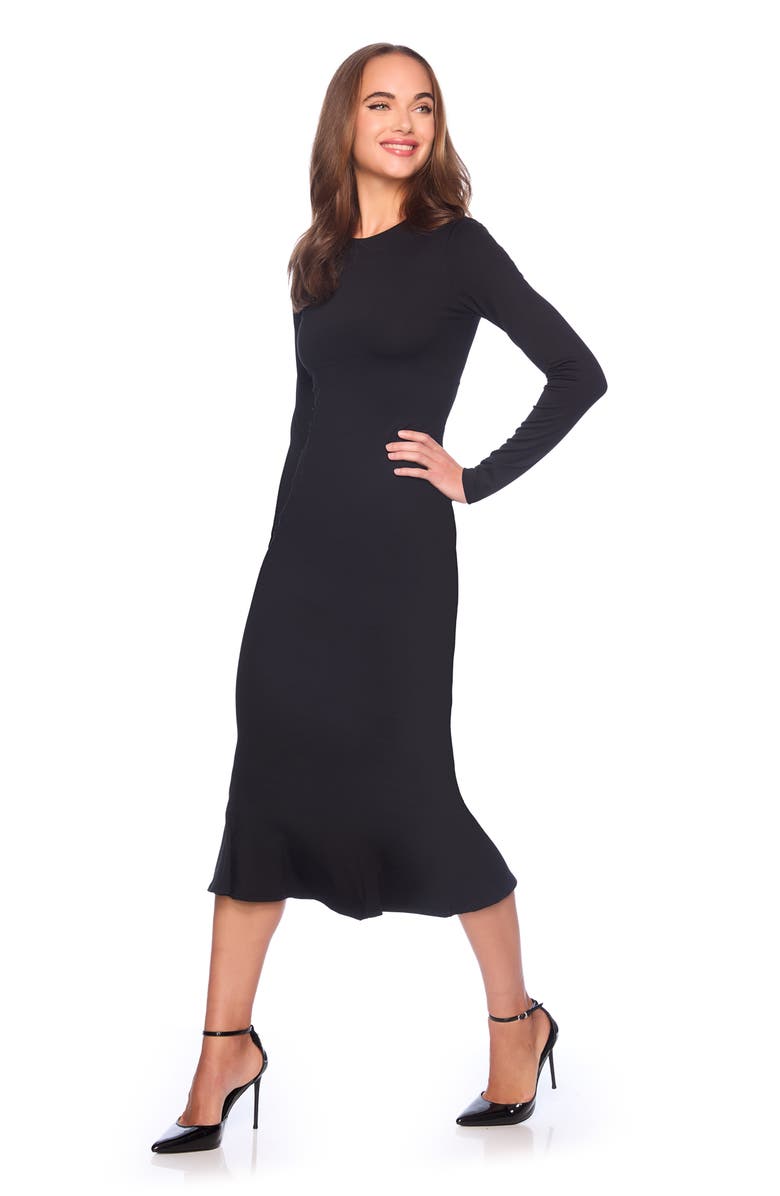 Susana Monaco Crew Long Sleeve Midi Dress, Alternate, color, 