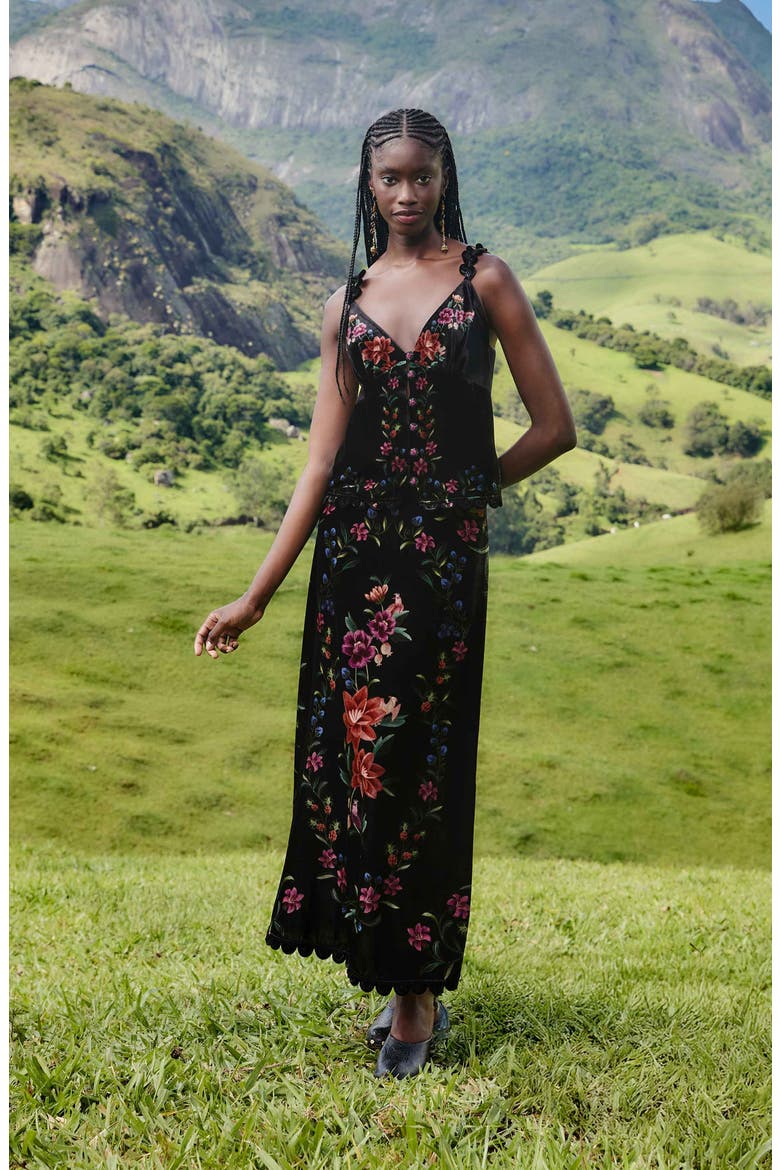 Belle Garden Midi Skirt, Alternate, color, BELLE GARDEN BLACK