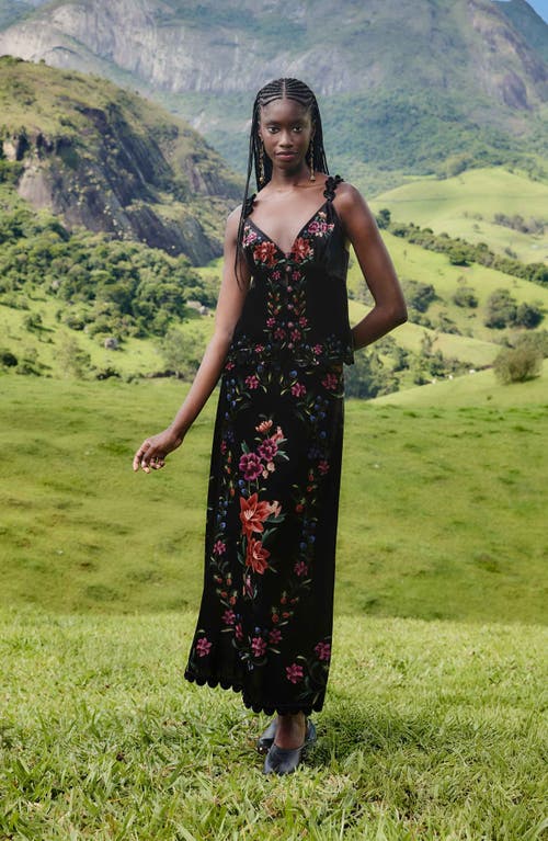 Farm Rio Belle Garden Midi Skirt In Multi