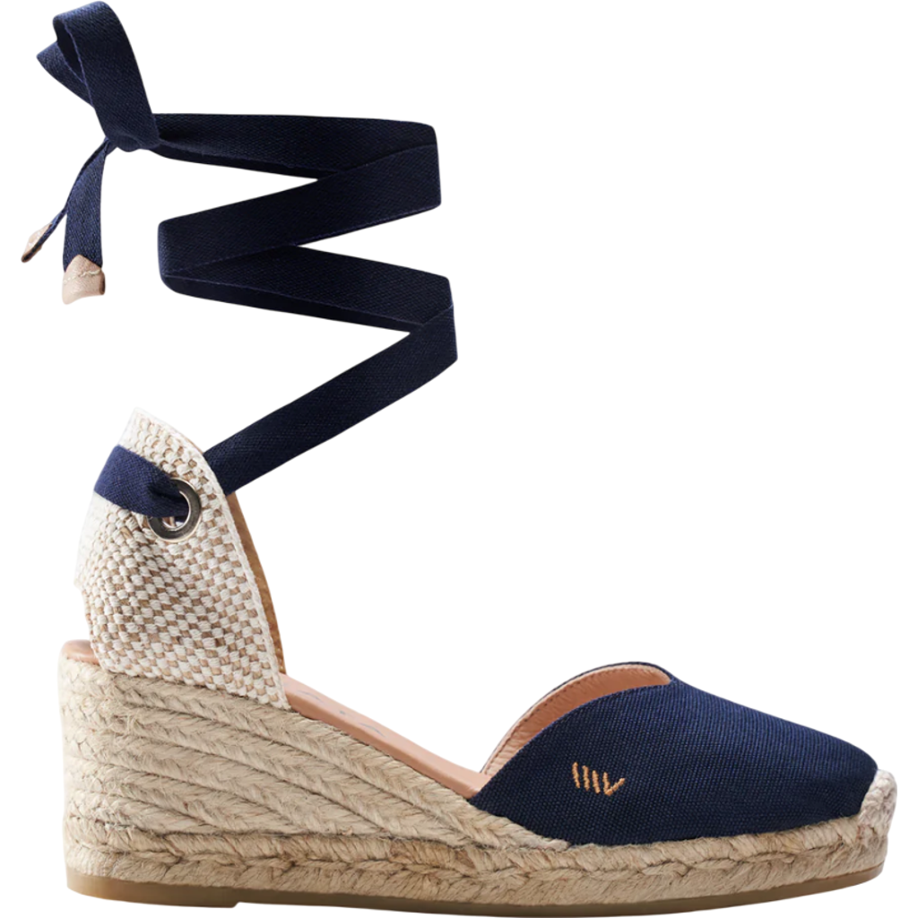 Viscata Gava Canvas Espadrille Wedges In Navy