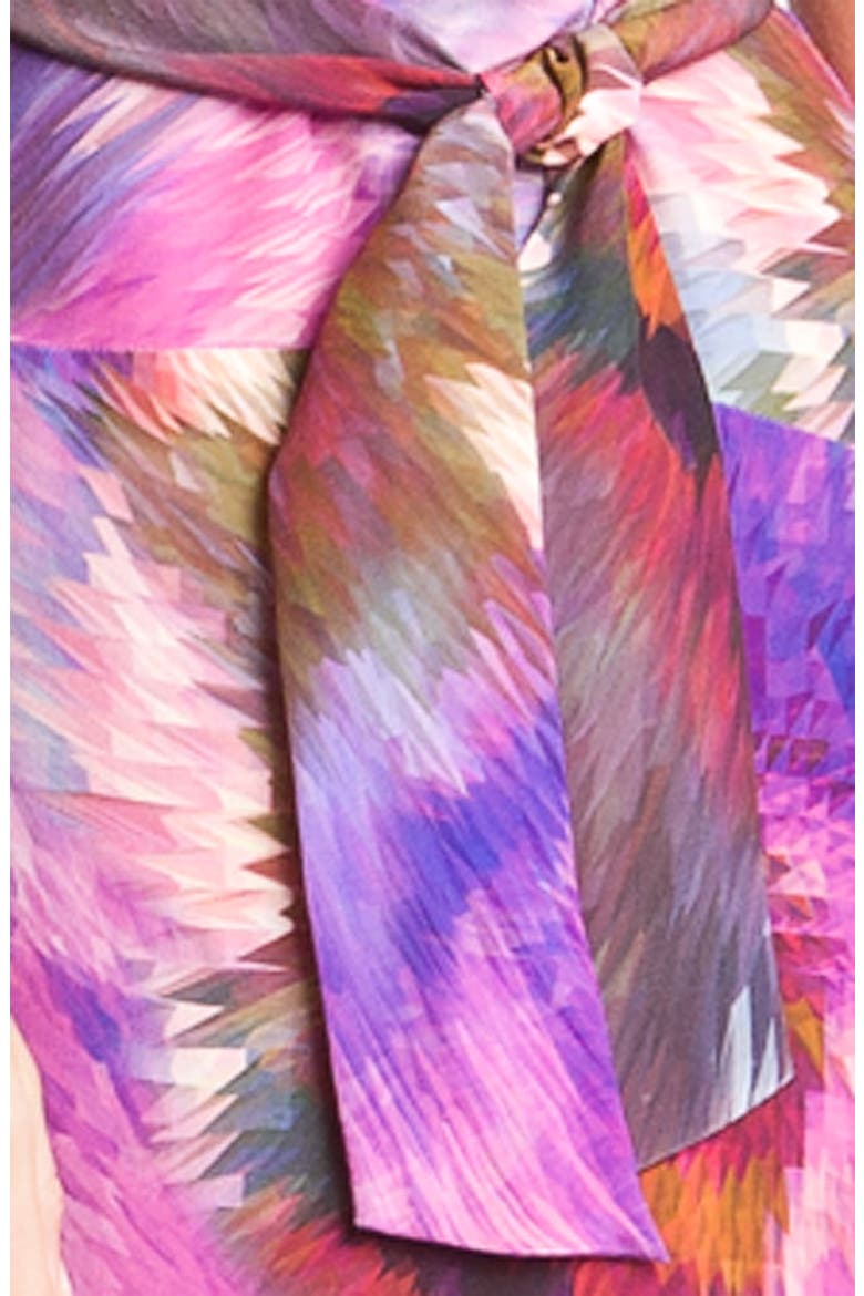 Split Neck Silk Tunic Dress, Alternate, color, PINK/ MAGENTA