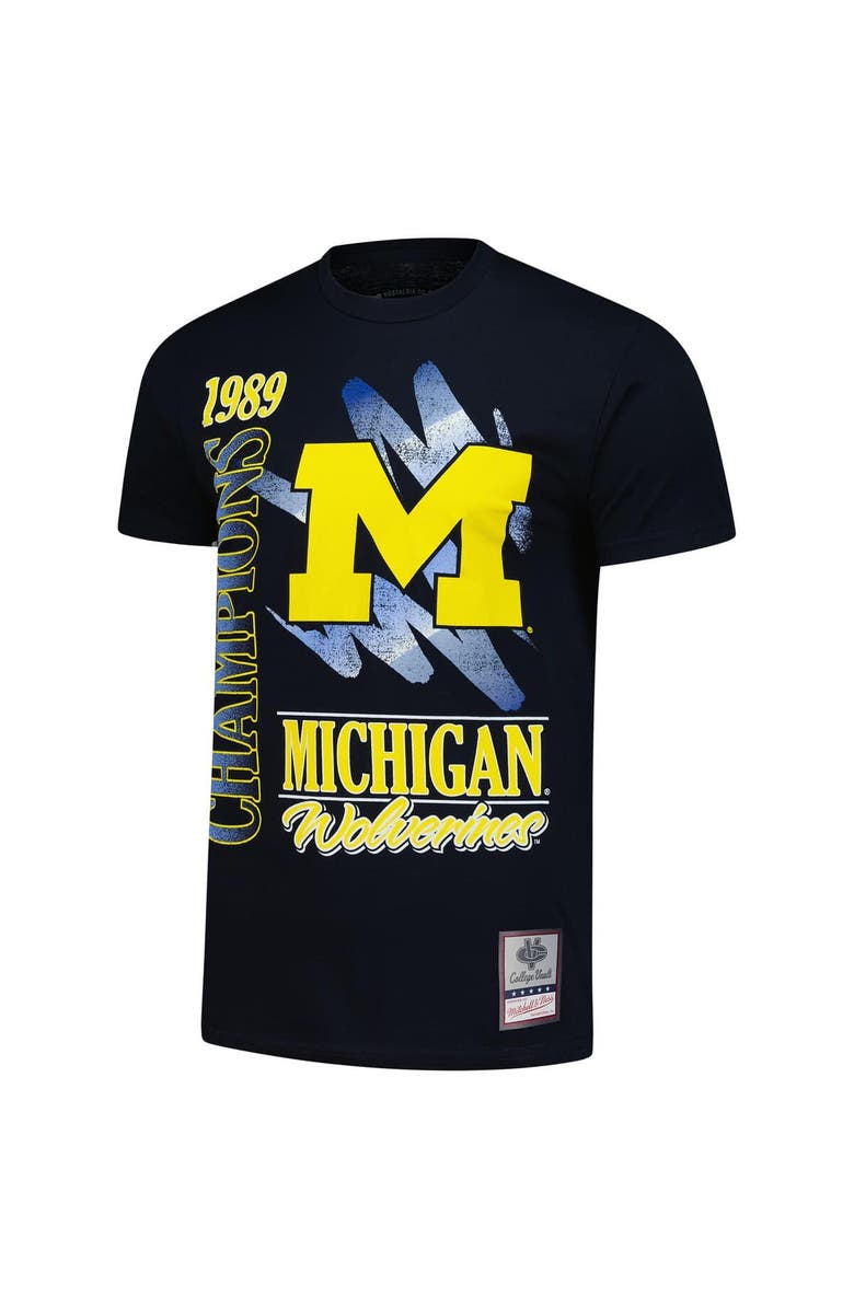 Mitchell & Ness Men's Mitchell & Ness  Navy Michigan Wolverines Retro Brush Mineral Wash T-Shirt, Alternate, color, Navy