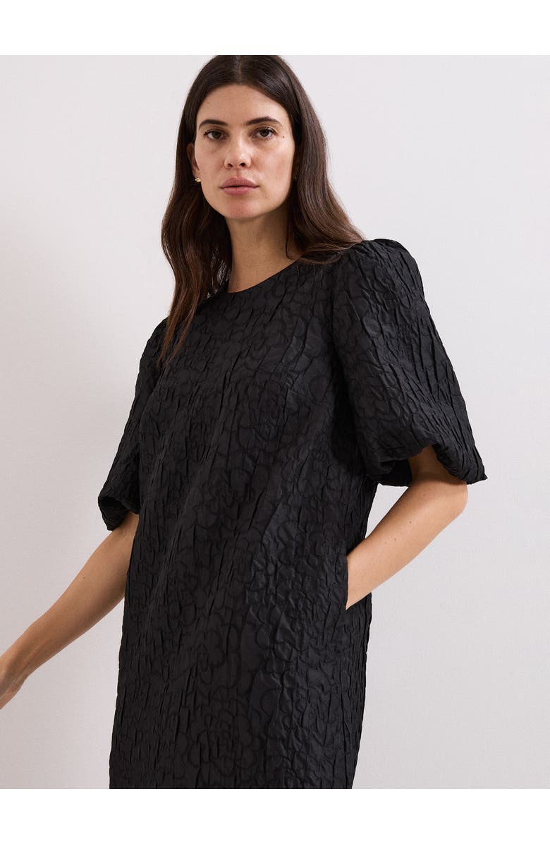 Phase Eight Jacquard Round Neck Mini Dress, Alternate, color, Black