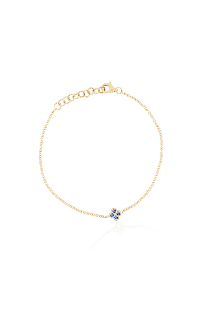 The Lovery Fine Jewelry Blue Sapphire Single Clover Bracelet, Main, color, Blue
