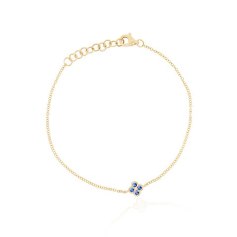 Blue Sapphire Single Clover Bracelet