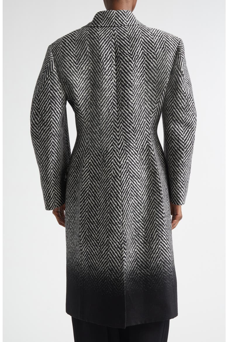 Dip Dye Wool Blend Herringbone Coat, Alternate, color, BLACK/ WHITE