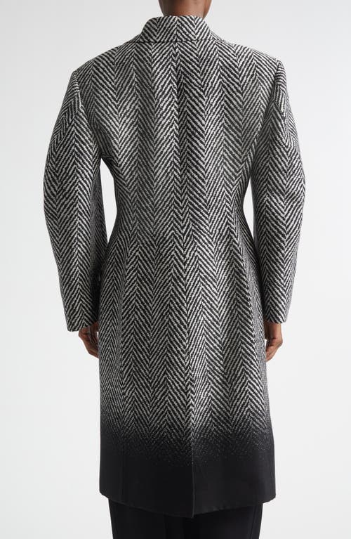 Givenchy Cocoon Fitted Coat In Herringbone Wool Silk Jacquard In Gray