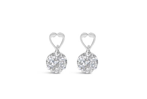 14K White Gold 1 1/4 cttw Round Cut Diamond Earrings