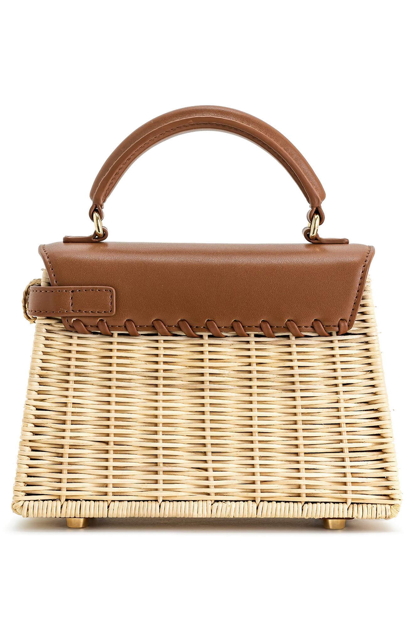 JW PEI Elise Natrual Woven Rattan Top Handle Bag, Alternate, color, Brown Rattan
