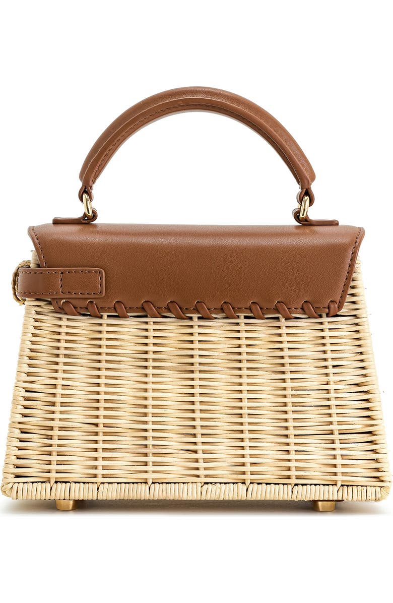 JW PEI Elise Natrual Woven Rattan Top Handle Bag, Alternate, color, Brown Rattan