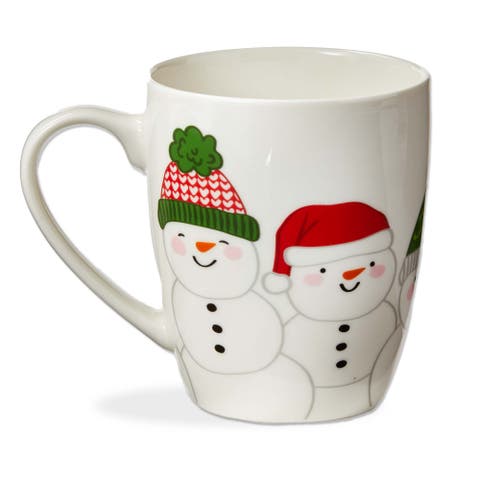 Happy Snowman Mug - Bone China Drinkware for Christmas