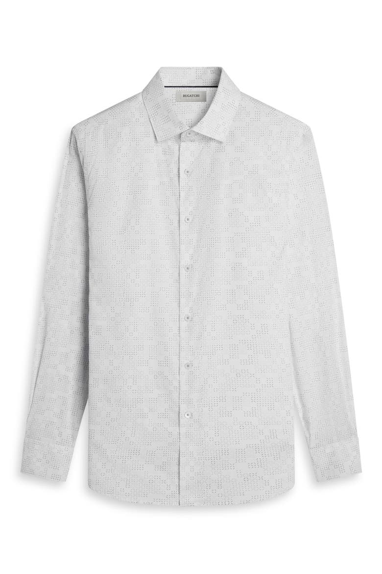 Axel Shaped Fit Geo Print Cotton Button-Up Shirt, Alternate, color, WHITE