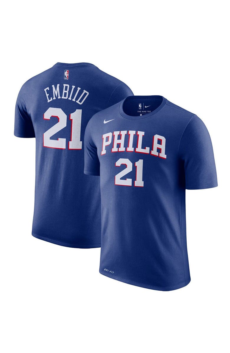 Nike Men's Nike Joel Embiid Royal Philadelphia 76ers Player Name & Number Performance T-Shirt, Main, color, Royal