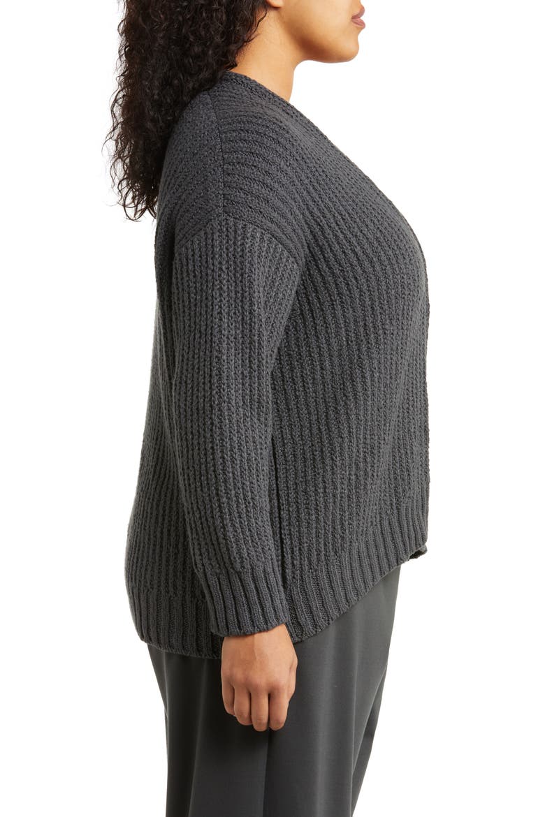Open Front Organic Cotton Cardigan, Alternate, color, GRAPHITE