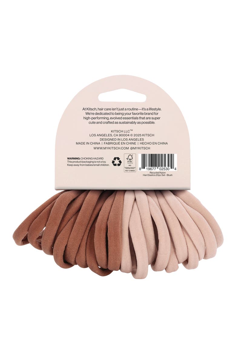 Recycled Nylon 20-Pack Ponytail Holders, Alternate, color, BLUSH