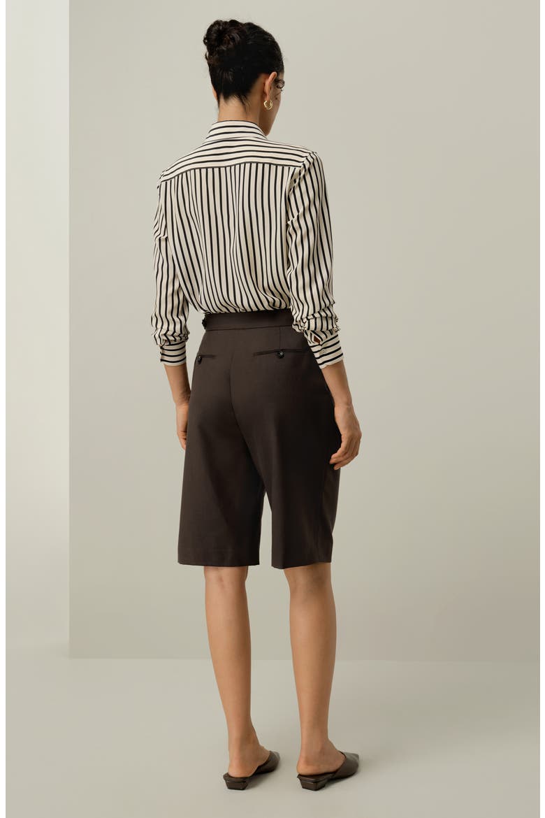 Women's Striped Silk Shirt, Alternate, color, Ink Stripe