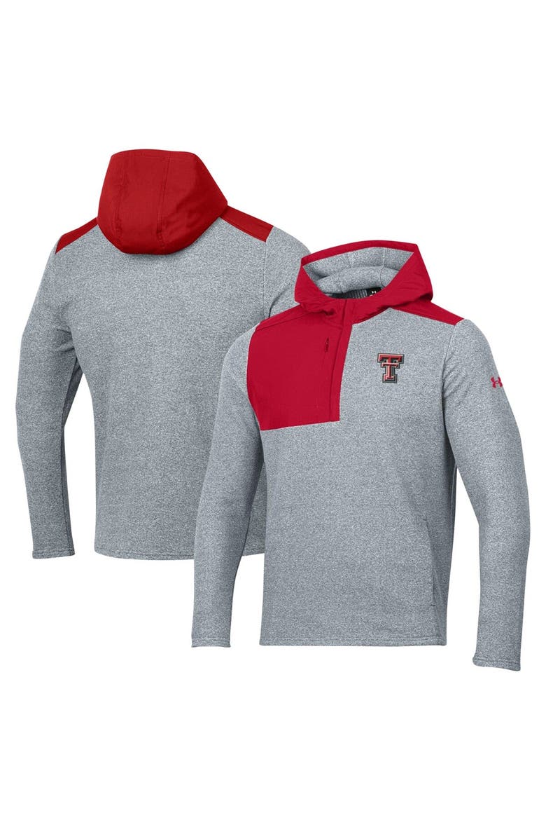 Men's Under Armour Gray Texas Tech Red Raiders Survivor Fleece Hoodie Quarter-Zip Jacket, Main, color, Gray