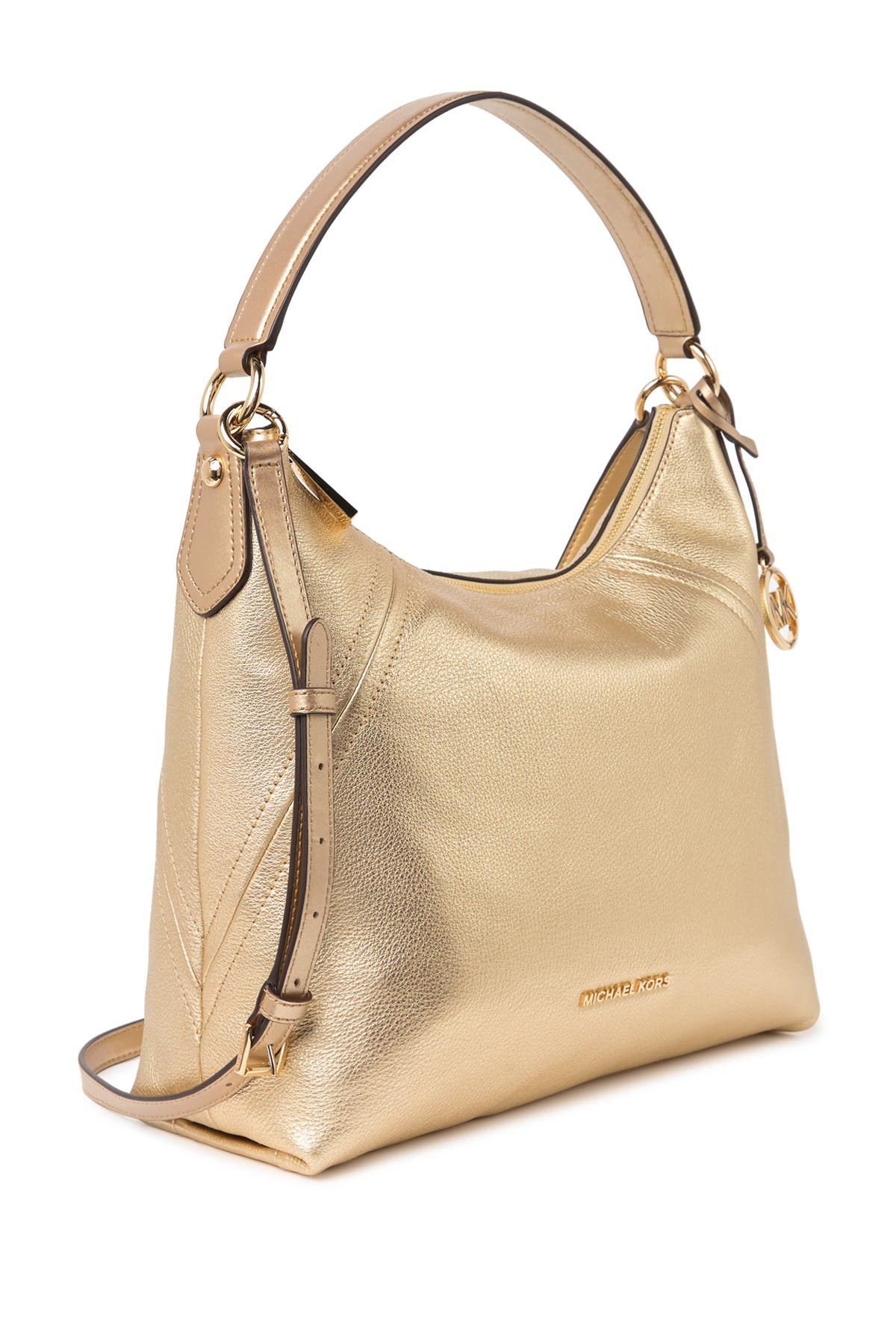 MICHAEL Michael Kors Aria Metallic Leather Hobo Bag, Alternate, color, 