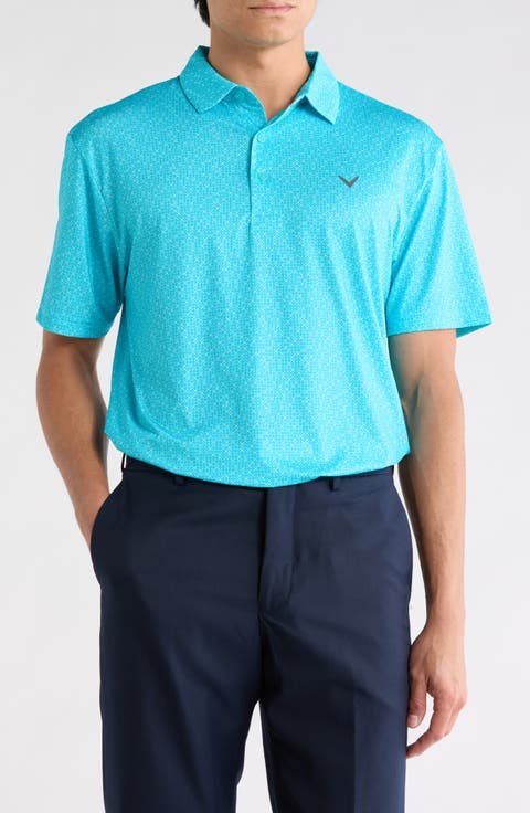 Mini Geometric Print Knit Golf Polo