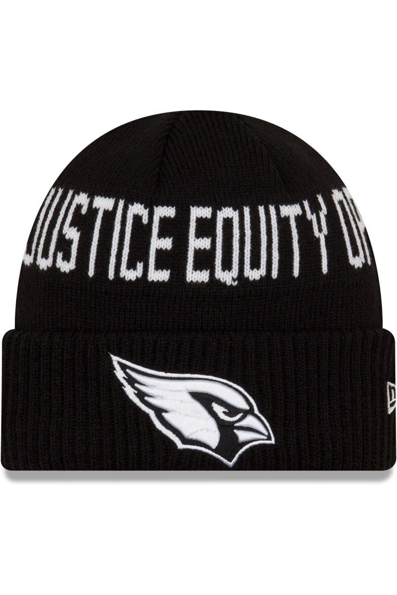 Youth New Era Black Arizona Cardinals Social Justice Cuffed Knit Hat, Main, color, Black