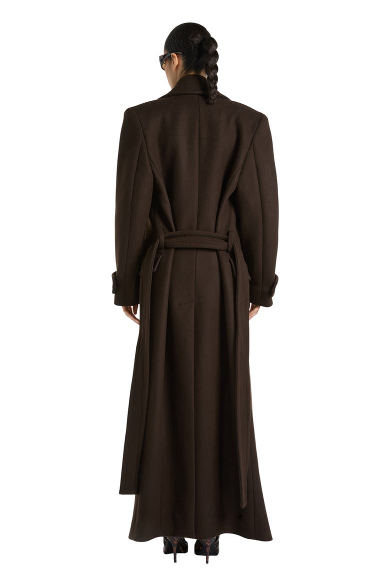 Belted Wool Cloth Coat, Alternate, color, dark brown