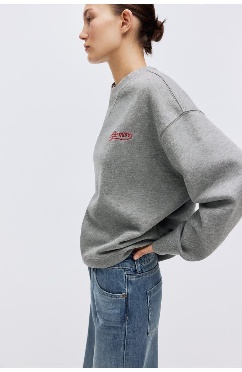 H&M Motif-detail Sweatshirt, Alternate, color, Gray Melange/Alto Mare