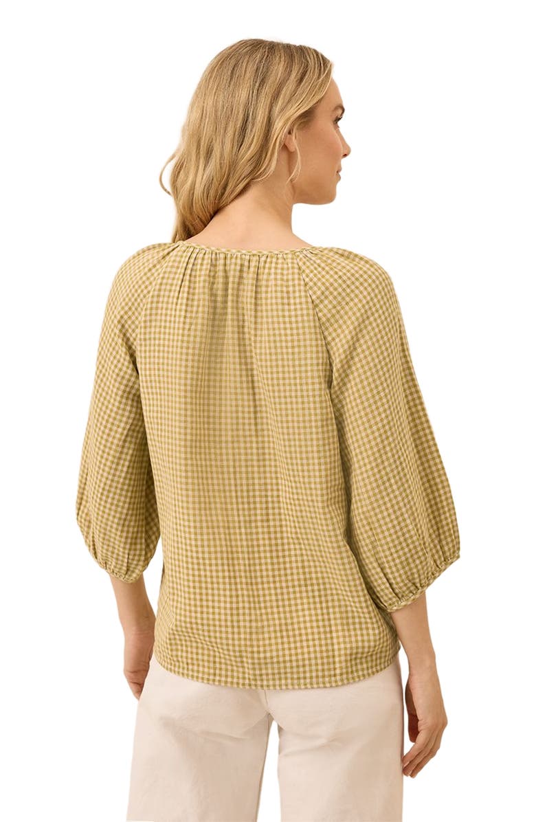 Pact Organic Cotton Coastal Double Gauze Scoop Neck Top, Alternate, color, Gold Gingham