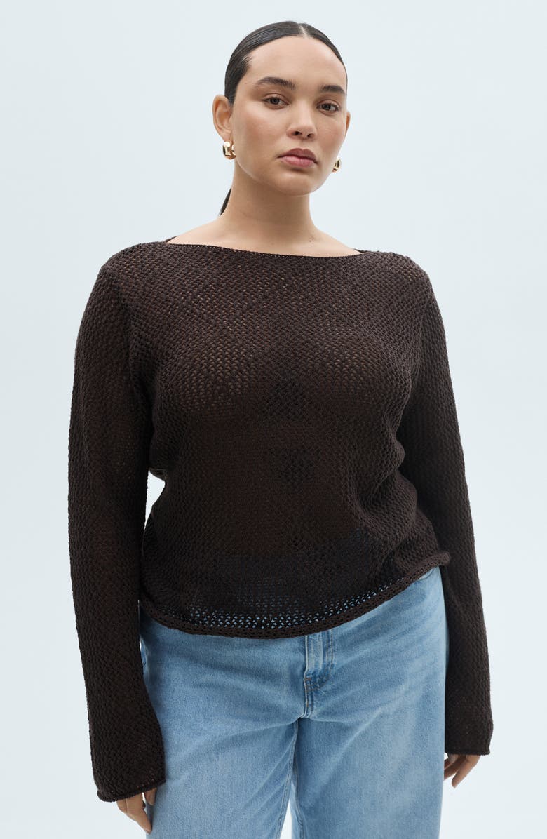 MANGO Open Stitch Cotton Blend Sweater, Alternate, color,