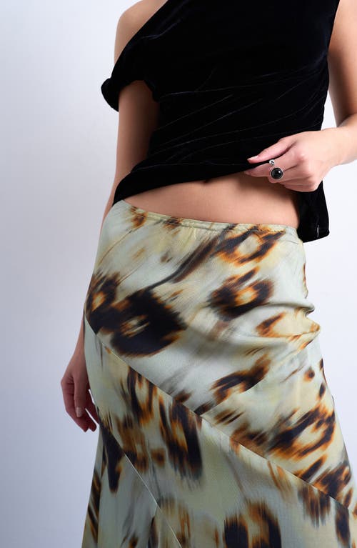 Topshop Ikat Print Bias Cut Maxi Skirt In Neutral