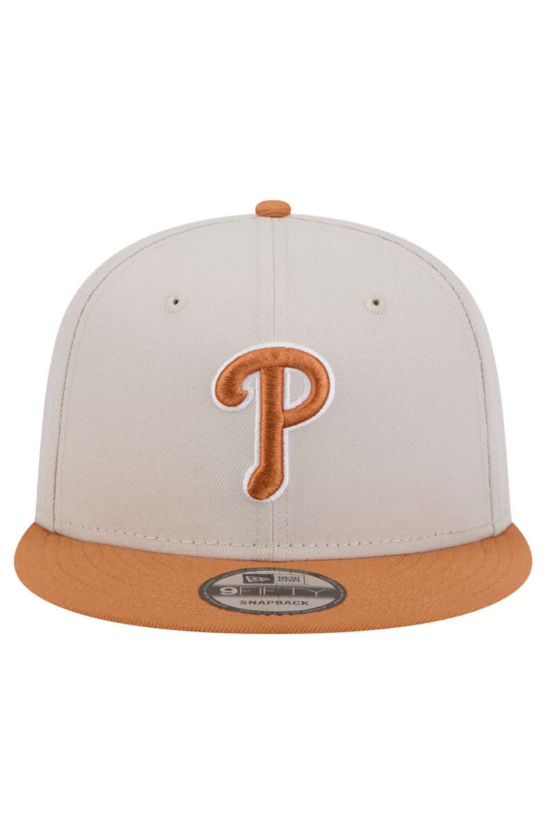 New Era Men's New Era Khaki/Brown Philadelphia Phillies Color Pack Two-Tone 9FIFTY Snapback Hat, Alternate, color,