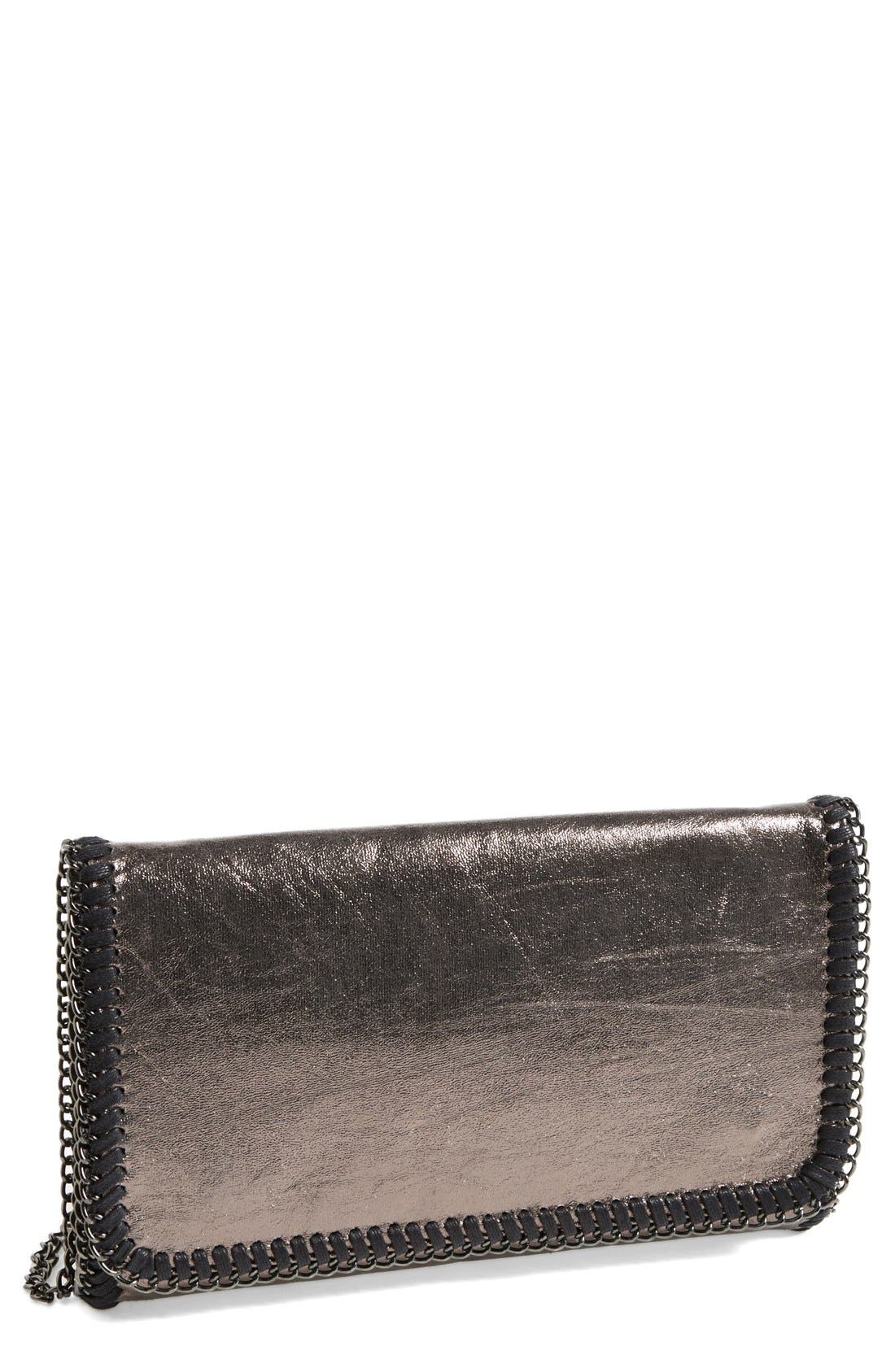 Metallic Chain Clutch, Main, color, GUNMETAL