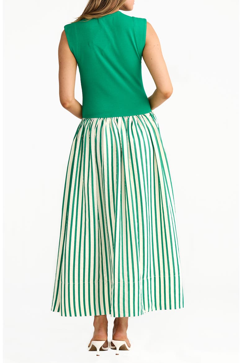 Daphne Sleeveless Mixed Media Dress, Alternate, color, JADE STRIPE