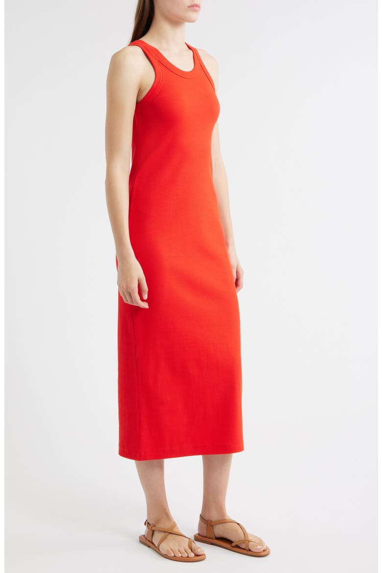 Everyday Rib Stretch Cotton Midi Tank Dress, Alternate, color, TOMATO