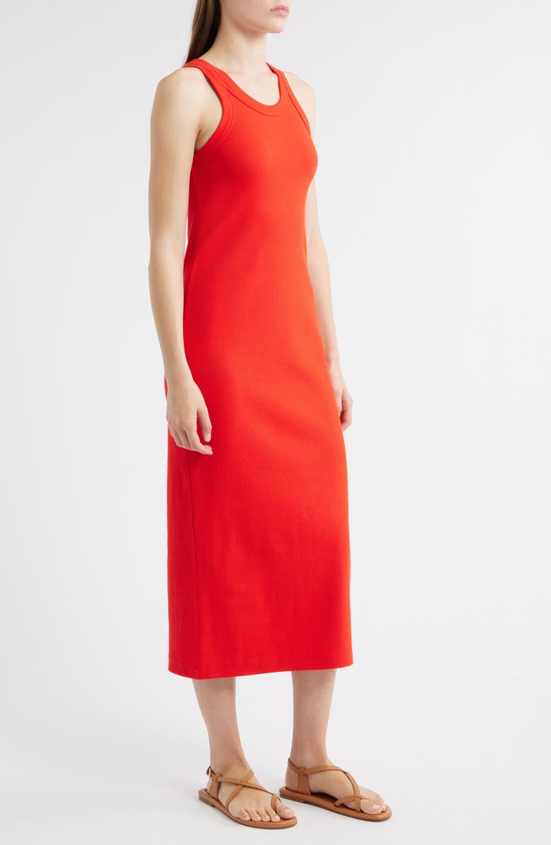 Alex Mill Everyday Rib Stretch Cotton Midi Tank Dress, Alternate, color, Tomato