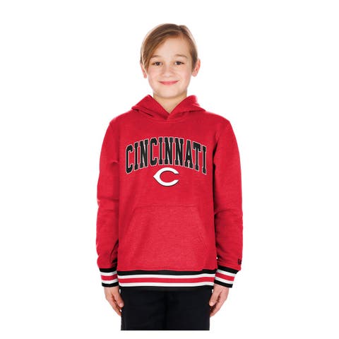 Youth New Era Red Cincinnati Reds Knit Trim Pullover Hoodie