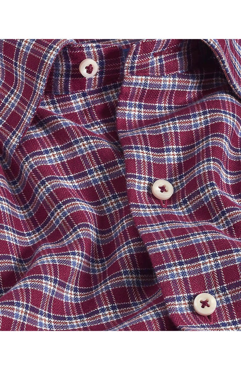 David Donahue Herringbone Check Print Sport Shirt, Alternate, color, Merlot/ Multi