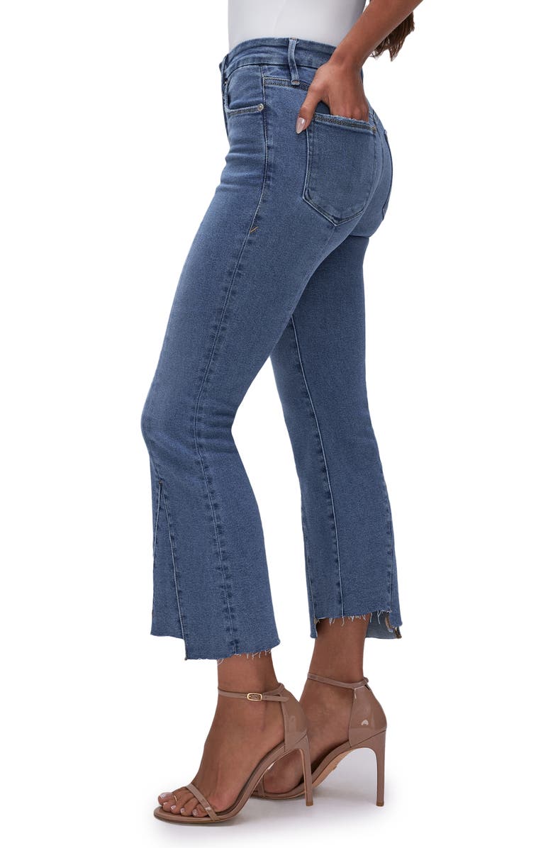 Good American Good Legs Chew Hem Crop Mini Bootcut Jeans, Alternate, color, 