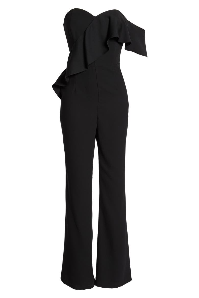 Amelia Strapless Jumpsuit, Alternate, color, BLACK