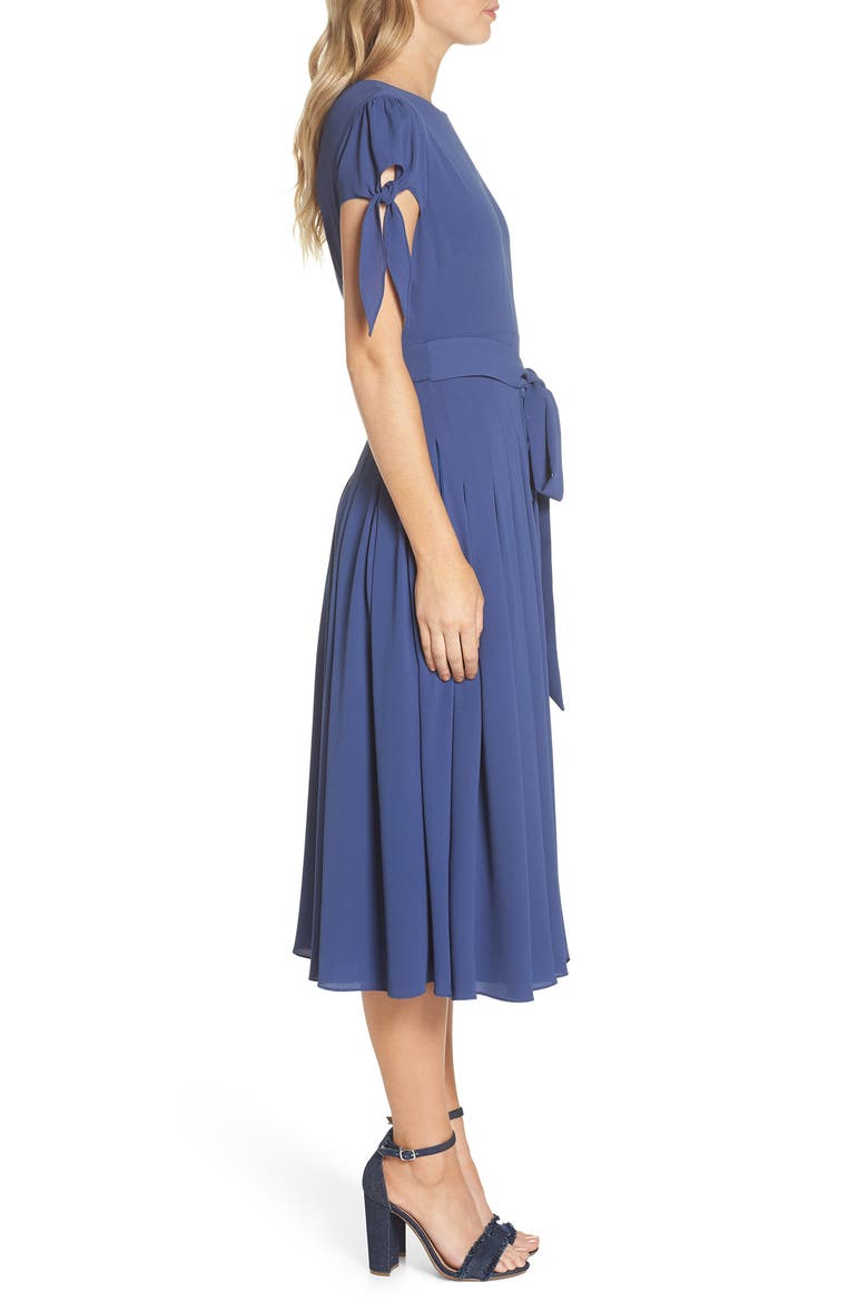 Bette Pleated Midi Dress (Nordstrom Exclusive), Alternate, color, INK BLUE